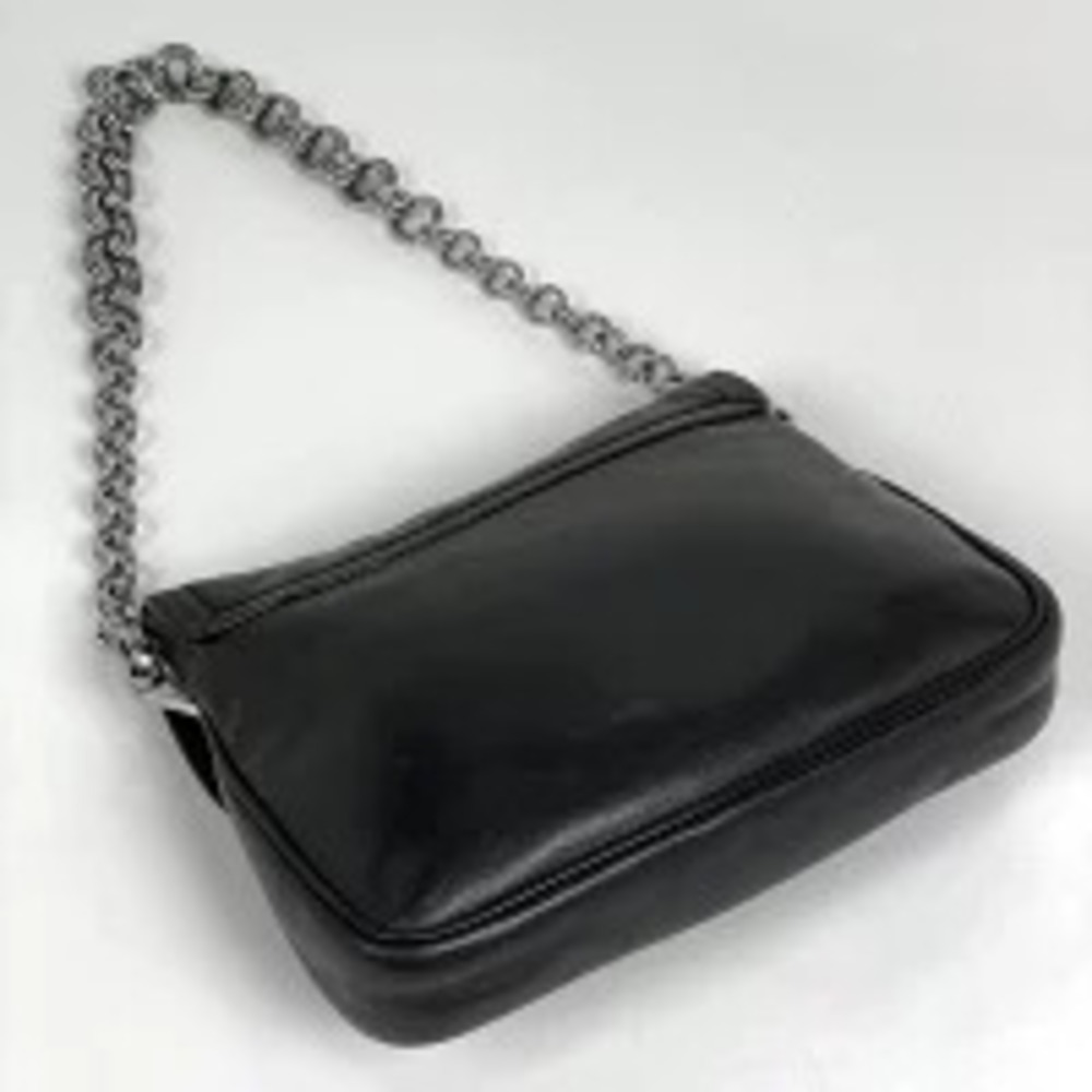 Prada leather shoulder bag chain black